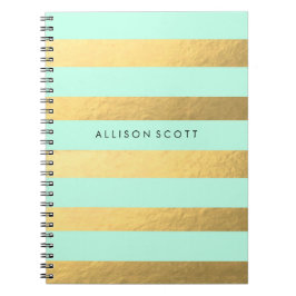 Menta y cuaderno personalizado oro