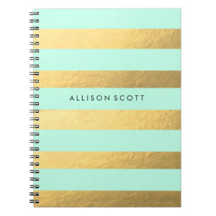 Menta y cuaderno personalizado oro