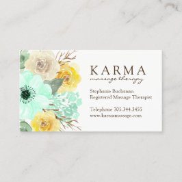 Menta y tarjetas de visita florales del amarillo