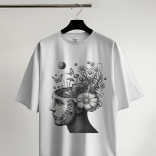 Mente en flor - Camiseta surrealista de cabeza de 