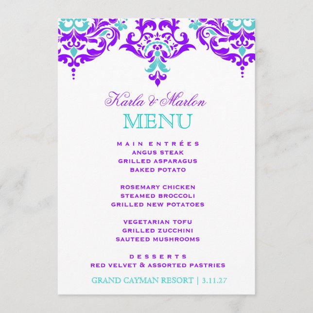 Menú 311 aguamarina del ciruelo del damasco de lunes (Anverso)