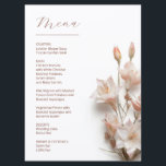Menú 3D Magnolia Flowers<br><div class="desc">Ivory,  off-White 3D Magnolia flowers and an elegant handwritten script.</div>