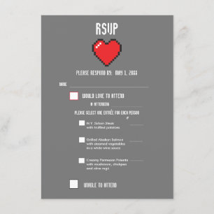 Menú 8 BIT RSVP para Geek Gamer Boda