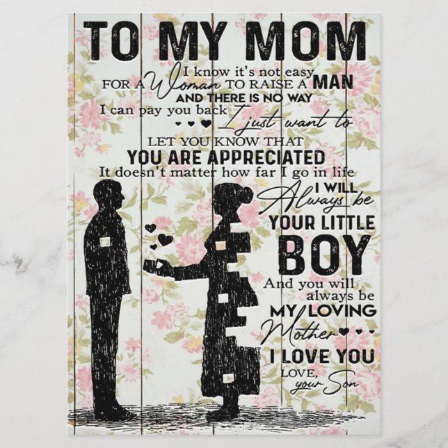 Menú A Mi Mamá, Regalo De Cumpleaños De La Madre, Carta (Reverso)