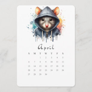 Menú Abril Calendario independiente Arte de frotis de r