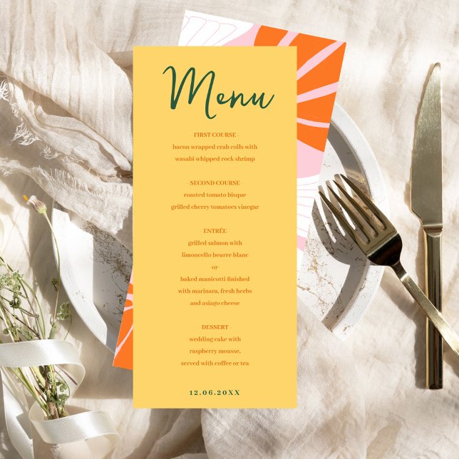 Menú abstracto floral amarillo y rosa mezcla y com (Abstract floral yellow & pink mix and match menu)