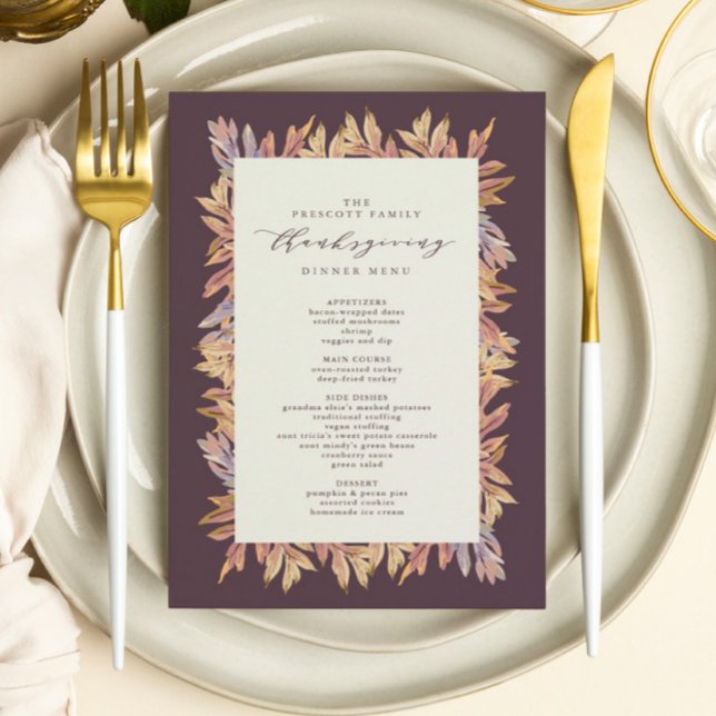 Menú Acción de Gracias de las hojas de otoño (Subido por el creador)