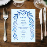 Menú Acuarela Botánica Bar Judío Evento Bat Mitzvah<br><div class="desc">¡Tarjeta de menú perfecta para un bat mitzvah, bar mitzvah u otra celebración judía! ¡Arte de trama de hojas delicadas dibujadas a mano para ti! ¡TOTALMENTE PERSONALIZABLE! Haz clic en "Personalizar" arriba para editar el texto. Haz clic en "editar usando la herramienta de diseño" para ajustar las fuentes, colores y...</div>
