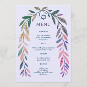 Menú Acuarela Botánica Evento Judío Bar Bat Mitzvah