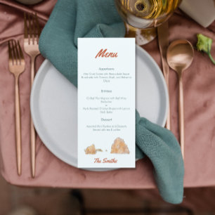 Menú acuarela del boda Temático del Sur de Califor