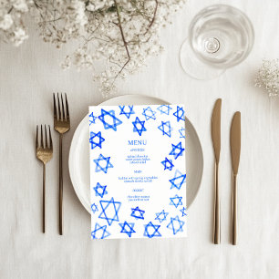 Menú Acuarela Estrella de David Azul Bar Mitzvah