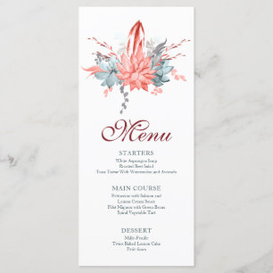 Menú Acuarela Floral Botánico de Suculentas Bat Mitzvah