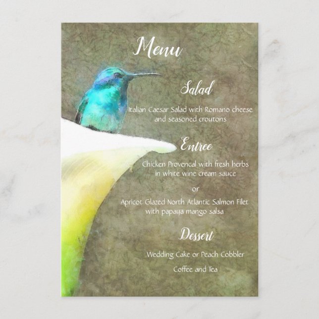 Menú Acuarela floral de la turquesa del lirio blanco (Anverso)