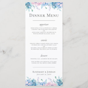 Menú Acuarela Floral y Rustica Mesa de Comedor de Casa 
