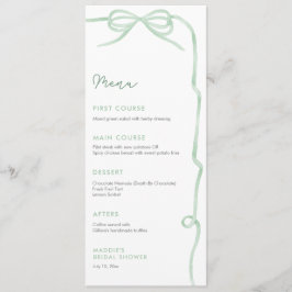 Menú Acuarela Sage Green Bow Brillante Shower Individua