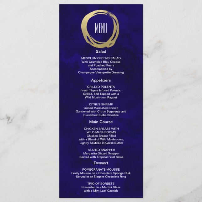 Menú Acuarela y carta de Personalizados Gold Modern (Anverso)