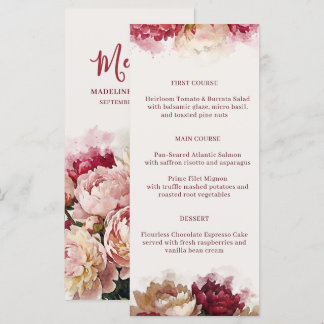 Menú Acuarelas en Flor | Recepción Romántica de Peonías