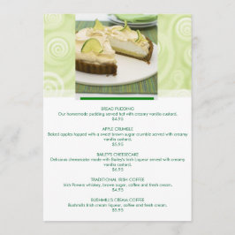 Menú adaptable del postre del tema verde