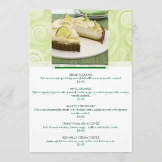 Menú adaptable del postre del tema verde