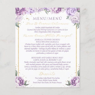 Menú Adicional Purple Floral Quinceañera