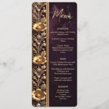 Menú Adorno Floral Dorado con Perlas