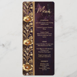 Menú Adorno Floral Dorado con Perlas