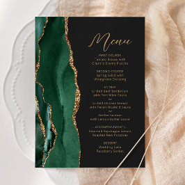Menú Agata Verde Esmeralda Oro Script Boda Oscura
