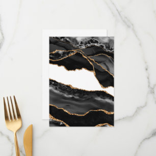 Menú Ágata veteada falsa Piedra negra elegante Lujo