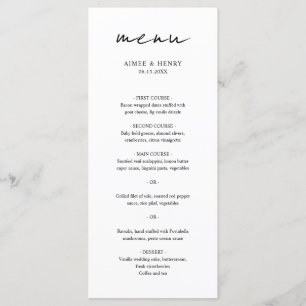 Menú Aimee Rustic Script Moderno Boda