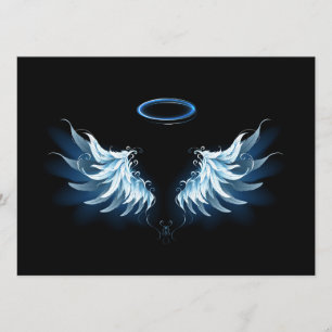 Menú Alas del Ángel Azul brillante sobre fondo negro