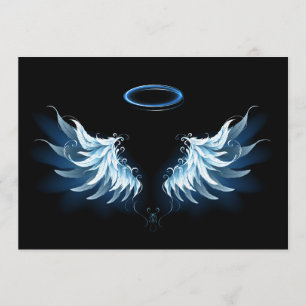 Menú Alas del Ángel Azul brillante sobre fondo negro