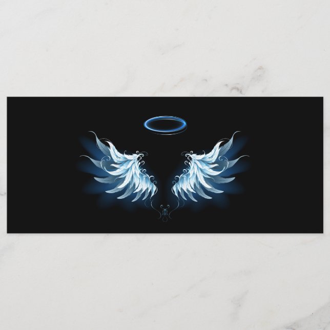 Menú Alas del Ángel Azul brillante sobre fondo negro (Anverso)