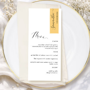 Menú Amarillo Personalizado con el nombre del invitado