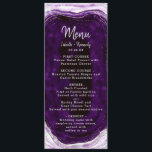 Menú Amethyst Purple & Silver Geode Agate Cena de Mármo<br><div class="desc">Amethyst Purple & Silver Geode Agate Marble, con acentos de Relieve metalizado plateado esparkling, y Modern estilo de letra de escritura cepillada. El morado ultravioleta, la lavanda y la piedra blanca son lujosos y modernos para su boda. Menú Boda personalizado en la mesa de la recepción. ~ Revisa mi tienda...</div>