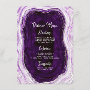 Menú Amethyst Purple & Silver Geode Agate Cena de Mármo