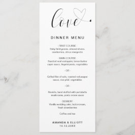 Menú Amor Corazón Elegante Boda