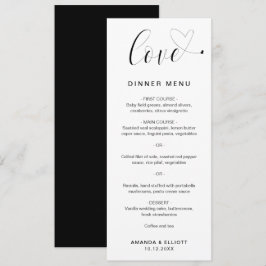 Menú Amor Corazón Elegante Boda
