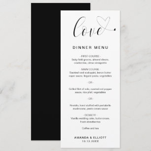 Menú Amor Corazón Elegante Boda