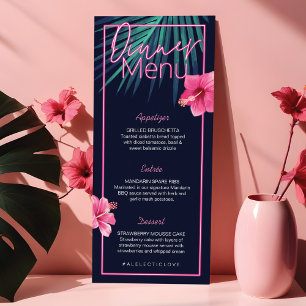 Menú Amor eléctrico Neón Boda Retro Tropical Rosa