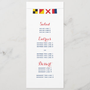 Menú AMOR en banderas náuticas coloridas