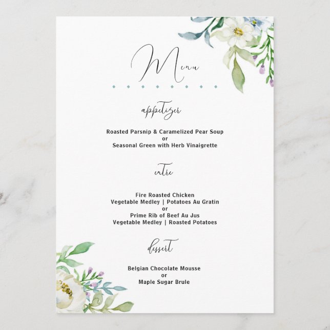 Menú Amor En Florencia, Recepción De Bodas, Comedor (Reverso)
