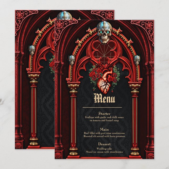 Menú Amor eterno a la sombra de los rosas. (Anverso / Reverso)