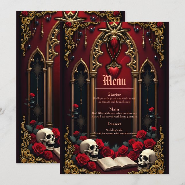 Menú Amor eterno en las sombras de la oscuridad (Anverso / Reverso)