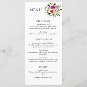 Menú Ampersand Floral Moderno Rosa Ciruela Melocotón y