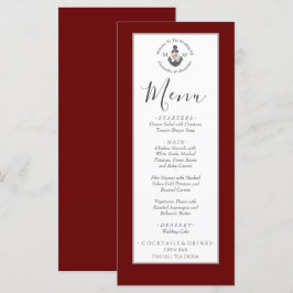Menú Ancla floral de temática náutica rojo marrón blanc
