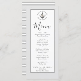 Menú Anclaje floral de temática nautica gris plate