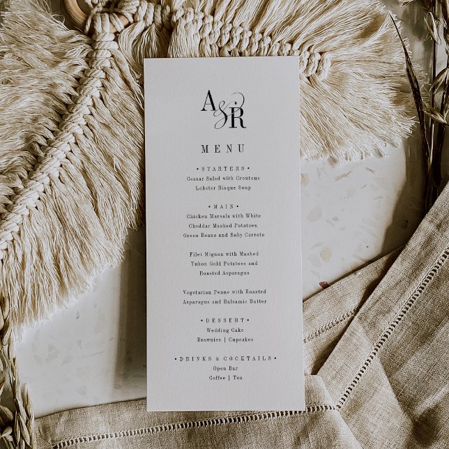 Menú ANDREA Clásico Elegante Fancy Unique Boda (ANDREA Classic Elegant Formal Fancy Unique Wedding Menu)