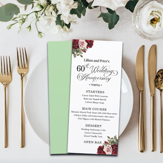 Menú Aniversario de Bodas de Flores Elegantes 60 (Subido por el creador)