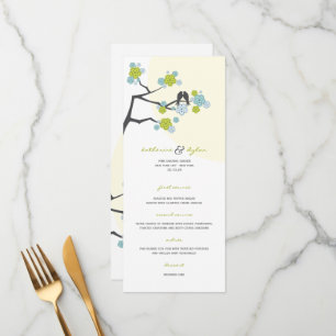 Menú Aqua Cherry Blossoms Sakura Love Birds Boda