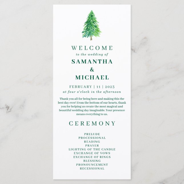 Menú Árbol de Navidad | Ceremonia de Boda Elegante de F (Anverso)